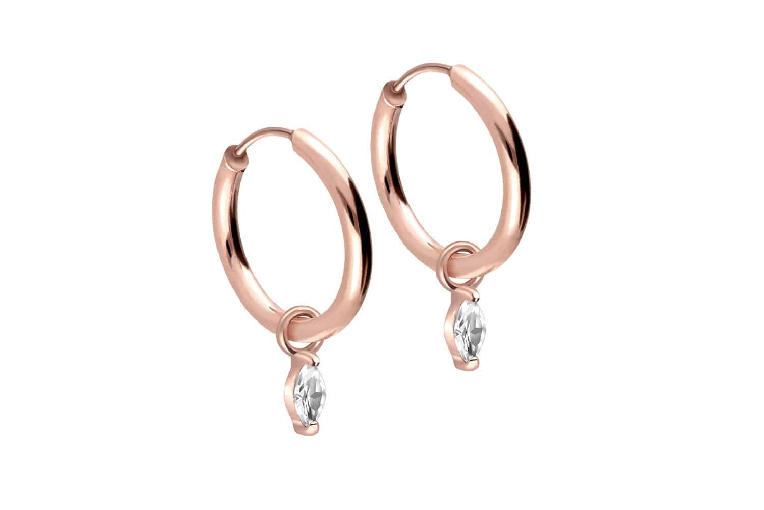 Chirurgenstahl Ohrclicker Creolen EINGEFASSTER OVALER KRISTALL von Piercingline